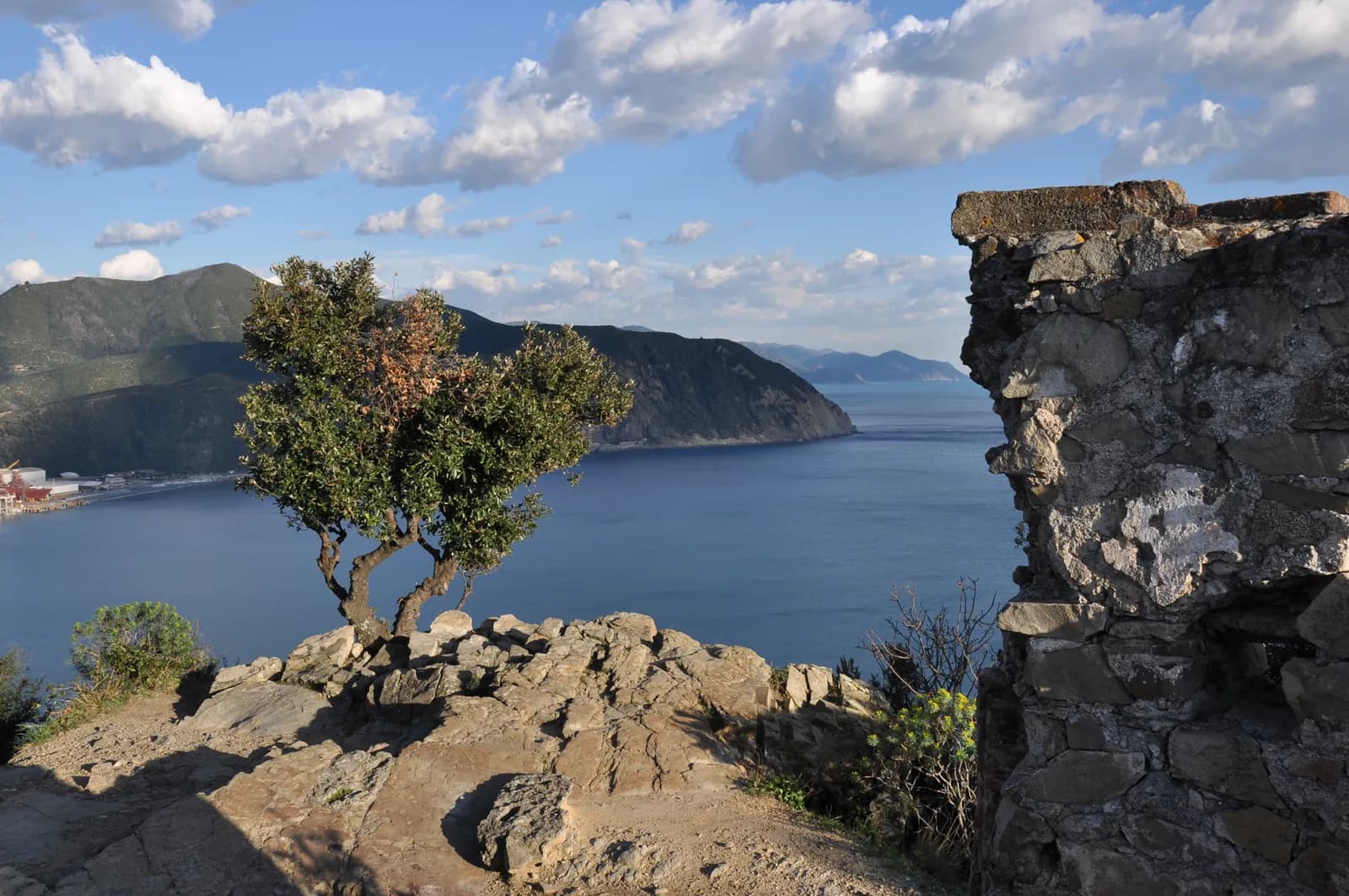 A view of the Ligurian coast, sea and rocks