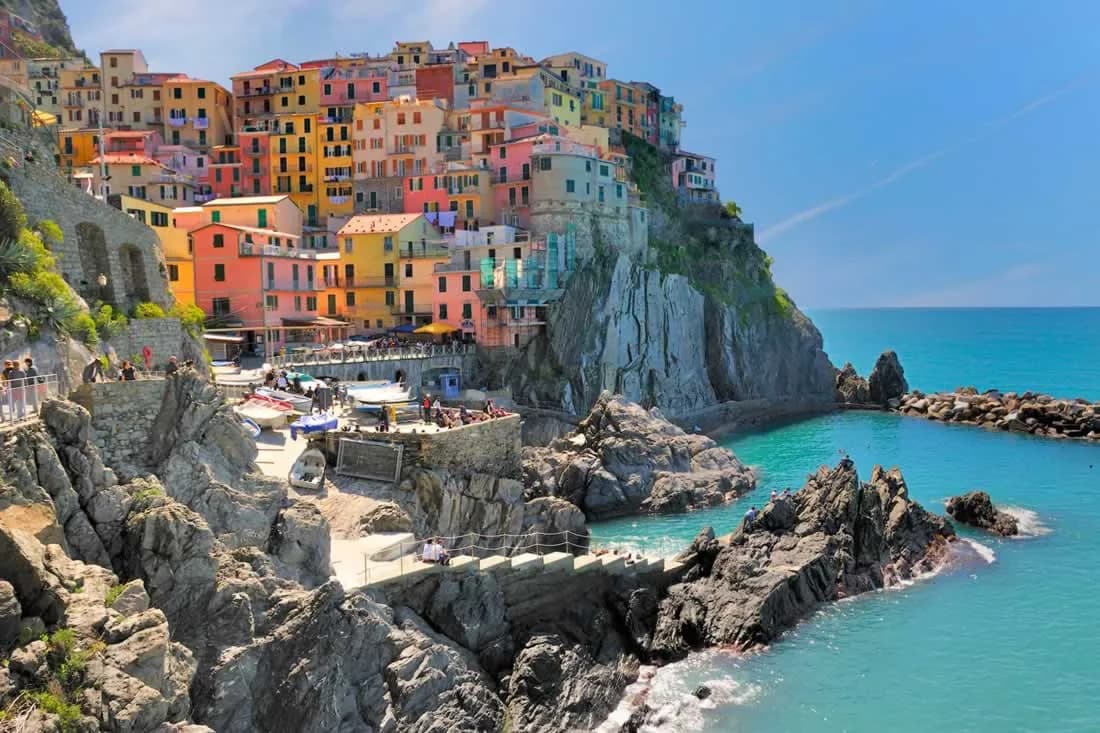 Manarola, with colourful houses on the Cinque Terre cliffs